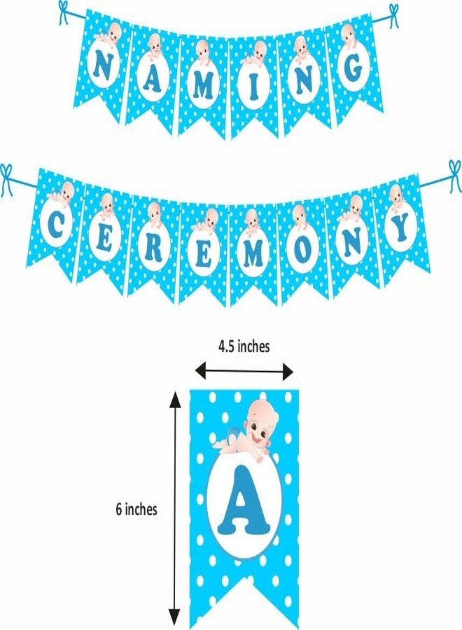 Untumble Naming Ceremony Decor Kit|Blue Baby Boy Name Kit With Banner, Silver Foil Curtain & Balloons|Naming Items For Boy|Pack Of 42, Wedding / Party - Image 3